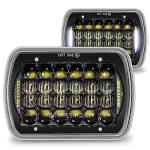 TRUE MODS 7x6 5x7 H6054 Black LED Headlights H4 2B1 Sealed Beam Replacement Head Lamp for Jeep Wrangler YJ Cherokee XJ Chevy Express Ford Econoline Van GMC Savana Nissan D21 Toyota Pickup Trucks Cars
