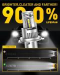 AUXITO 9003 LED Bulb H4 Bulbs, 44000LM Brighter Ultra-Bright, Plug N Play, Long Lifespan, No Flicker, 99% Compatibility, 2PCS