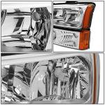 DNA MOTORING Pair Headlight Assembly Compatible with 2003-2006 Chevy Silverado 1500 2500 3500 1500 HD 2500 HD Avalanche 1500 2500, w/o Factory Cladding, Chrome/Amber, HL-OH-CS03-4P-CH-AM