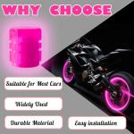 Luminous Tire Valve Stem Caps for Car, 5PCS Fluorescent Glow in The Dark Air Caps Cover, Illuminated Corrosion Resistant Tire Pressure Caps, Universal for Cars, Trucks, SUVs, Motorcycles, Bikes (Pink)