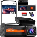 Dash Cam Front and Rear, 4k+1080P Dual Dash Camera for Cars, 1.5” WiFi Mini Dashcam with App, 170°Wide Angle Car Camera, Night Vision, 24H Parking Mode, 32GB Card Included, G-Sensor, Support 256GB Max