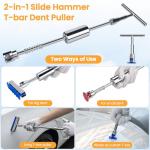 Dent Puller, 134PCS Paintless Dent Removal Kit – Car Dent Puller Kit with Slide Hammer 2 in 1 T-Bar, Golden Lifter, Bridge Puller–Dent Remover Tool for Car Hail, Dings Damage DIY Repair