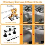 Dent Puller, 134PCS Paintless Dent Removal Kit – Car Dent Puller Kit with Slide Hammer 2 in 1 T-Bar, Golden Lifter, Bridge Puller–Dent Remover Tool for Car Hail, Dings Damage DIY Repair