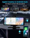 Portable Apple Carplay Screen, 10’’ Car Stereo Wireless Car Play & Android Auto Touch Screen, 4K Dash Cam, 1080P Backup Camera, Mirror Link/Voice Control/Music Play/GPS Navigation