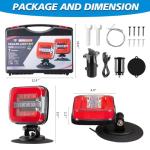 XYLOKTH USB-C Wireless Trailer Lights Kit with Reverse, IP67 Waterproof Magnetic LED Tow Light for Towing, Tail, Brake, Turn Signal for Car, Boat, Camper, RV