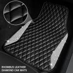 CAR PASS Bling Leather Car Mats Shining Diamond Floor Mats Crystal Rhinestone Sparkly Glitter Carpet Anti-Slip Waterproof Pad Universal Fit Automotive SUV, Sedan, Van, 5pcs Girl Women, Black Silver