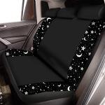 Yexiya 15 Pcs Moon and Star Car Seat Covers Print Car Accessories Full Set for Women Men Set Steering Wheel Cover Armrest Pad Seat Belt Pads Wrist Keychain Auto Interior Decor(Moon, Star)