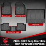 AUTOBULL Floor Mats & Cargo Liner Compatible with 2019-2023 Jeep Cherokee (Not for Grand Cherokee) Cargo Mat, Full Set All Weather Protection 1st, 2nd Row Car Liners & Trunk Mat, Black