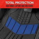 MOTOR TREND DualFlex™ Rubber Car Floor Mats All Weather Waterproof 4-Piece Sporty Two-Tone Design Car Mats Full Set - Universal Trim-to-Fit Floor Mats for Car, SUV, & Trucks - Car Carpet Protector