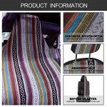 Frienda 14 Pcs Baja Car Seat Covers Full Set Multicolor Stripe Boho Print Steering Wheel Cover Seat Belt Cover Crystal Hanging Ornament Car Holders Fits (Stripe Style)