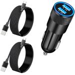 [Apple MFi Certified] iPhone 16 Car Charger, Braveridge 4.8A USB Car Charger USB-C Fast Charging Cigarette Lighter + 2Pack Type-C Braided Cable for iPhone 16 Pro/16 Pro Max/15 Pro/Galaxy S25/S24/Pixel