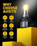 AUXITO 9006 HB4 LED Fog Light Bulbs, 3000K Amber Yellow, 6000 LM High Brightness, 30W Play and Plug, Super Penetration with 12 CSP Chips, Waterproof, DRL Bulbs Replacement for Cars, Pack of 2