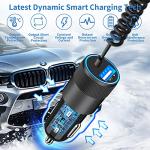【MFi Certified】iPhone Car Charger Fast Charging, Caiinei 4.8A USB Car Charger Fast Charging Cigarette Lighter Adapter with 6FT Coiled Lightning Cable for iPhone 14 13 12 11 Pro XS Max Mini XR X 8 iPad
