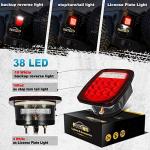 Partsam Pair 38 LED Universal Tail Brake Turn Stop License Back up Reverse Lights Rear Combination for Wrangler YJ TJ CJ Truck Trailer Boat RV,12V Stud Mounted Lamps Waterproof,Pack of 2