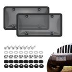 NGHEY Black 2PC Personalized License Plate Frame with Matching Screw Cap Screws for Easy Installation