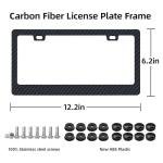 EWBN Carbon Fiber License Plate Frame,2 Pack Black License Plate Frames with Screws & Caps,Classic Carbon Fiber Design Car Black License Plate Holders Fits All Standard US Plates