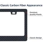 EWBN Carbon Fiber License Plate Frame,2 Pack Black License Plate Frames with Screws & Caps,Classic Carbon Fiber Design Car Black License Plate Holders Fits All Standard US Plates