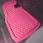 CAR PASS Heavy Duty Rubber Pink Car Floor Mats, Deep Dish All-Weather Full Set Durable Anti-Slip 3D Rhombus Waterproof Trim to Fit Liner Universal Fit Automotive,Sedan,SUV,Truck, 3 Pcs Hot Pink