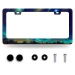 Personalise Aurora Night Sky License Plate Frame Scenery License Plate Frames Car Universal Stainless Steel Accessories Cars Decor with 2 Holes and Screws Fits Standard Us Vehicles Size 12.2 X 6 Inch