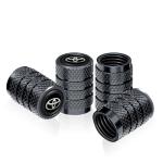 Tire Valve Stem Cap Cover Fit Toyota Corolla RAV4 Highlander Corrosion Resistant Passenger Car Automotive Alloy Valve Stem Caps 4 Pack Black