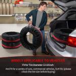 Geloo Car Tire Cover, Spare Tire Cover, Seasonal Tire Totes, Portable Wheel Bags, Winter Tire Cover, Set of 4 Storage Tote Bags with Handle Fit for 13" to 18" Tyres (Diameter 66cm)-Black/Red