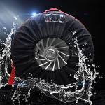 Geloo Car Tire Cover, Spare Tire Cover, Seasonal Tire Totes, Portable Wheel Bags, Winter Tire Cover, Set of 4 Storage Tote Bags with Handle Fit for 13" to 18" Tyres (Diameter 66cm)-Black/Red