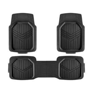Amazon Basics 3-Piece All-Weather Heavy Duty, Full Set Rubber Floor Mats for Universal Fit in Cars, SUVs, and Trucks, Black, Trim to Customize