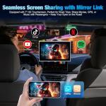 7" Portable Wireless CarPlay Screen for Car – Apple CarPlay & Android Auto, HD Touch Screen Car Stereo, Bluetooth, GPS Navigation, Voice Control, Plug-and-Play with FM/AUX/Mirror Link (Silver)