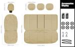 CAROMOP Luxury PU Leather Car Seat Covers Full Set-Waterproof Seat Protectors with Split Bench Seat Covers for Cars-Universal Cars Interior Covers for Sedans, SUVs, Pick-up Trucks(Beige/Beige Line)