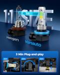 Marsauto H11/H8 LED Fog Light Bulb, 10000 Lumens 6000K White Super Bright & Compact H16/H8/H11 LED Bulb, 1:1 Mini Size Plug and Play Fog Lights, Pack of 2