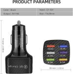 Amiss Car Charger Adapter, 6 USB Multi Port, Fast Charger, Include QC 3.0 and 5 Other Ports, Car Interior Accessories, Fit for iPhone 13/12/11/pro, Samsung Galaxy/Note S10/S9/S8, Android - Black