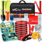 Ranallto Car Emergency Roadside Tool kit,Road Side Safety Assistance Kit for Women Men Adult,Auto Truck Vehicle Emergency Bag with Shovel Jumper Cable First Aid Kit