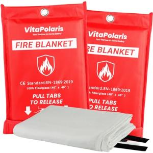 Heavy-Duty Fire Blanket, 2 Pack for Emergencies