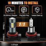 iFunyLED H11 LED Bulbs, H8 H16 Fog Light 6500K Cool White, Pack of 2