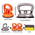 Hurrikom Dent Puller Suction Cup Kit - Paintless Car Body Repair Tool for Dent Removal, Aluminum Alloy Heavy Duty Suction Cups with Thickened Rubber Base for Glass, Tile & Granite Slab Lifting