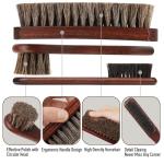 4-Piece 100% Horse Hair Shoe Brush Kit Premium Dauber Applicators Leather Care Cleaning Set with Polishing Brushes and Microfiber Cloth for Leather Suede Shoes Boots Bags Cars Cleaning Polishing