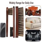 4-Piece 100% Horse Hair Shoe Brush Kit Premium Dauber Applicators Leather Care Cleaning Set with Polishing Brushes and Microfiber Cloth for Leather Suede Shoes Boots Bags Cars Cleaning Polishing