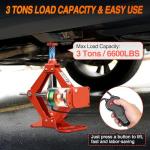 Nilight Electric Car Jack 3 Ton 6600LBS Floor Jack Kit Automatic 12V Electric Scissor Lift Jack Portable Repair Tool with Remote Control Double Jack Pads for Car Tire Change Replacement, Orange Red