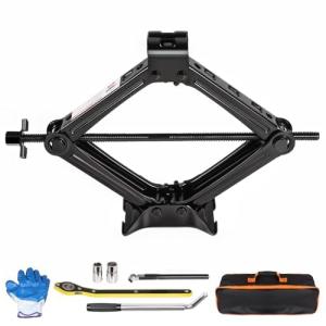 KROAK Scissor Jack Lift 2T, Car Jack Kit Tire Jack with Ratchet Wrenches & Telescopic Wrenches, Universal Emergency Kit 4409 lbs, Portable Tire Changing Kit for Vehicle/SUV/MPV