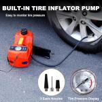 Electric Car Jack Kit 5 Ton 12V Floor Jack with Impact Wrench and Tire Inflator Pump Portable Hydraulic Car Jack for SUV Sedans Tire Change with LED Light, Lifting Height 6 to 17.7 Inch