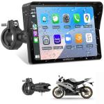 2025 Wonsidary W722 for Motorcycle CarPlay & Android Auto,7" Waterproof Smart GPS Navigation System Screen,Car Play Moto with Light Sensor,Dual Bluetooth,Siri/G-Assist,EQ,USB/Hardwired Power Supply