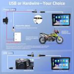 2025 Wonsidary W722 for Motorcycle CarPlay & Android Auto,7" Waterproof Smart GPS Navigation System Screen,Car Play Moto with Light Sensor,Dual Bluetooth,Siri/G-Assist,EQ,USB/Hardwired Power Supply