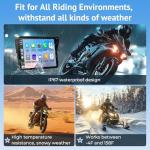 2025 Wonsidary W722 for Motorcycle CarPlay & Android Auto,7" Waterproof Smart GPS Navigation System Screen,Car Play Moto with Light Sensor,Dual Bluetooth,Siri/G-Assist,EQ,USB/Hardwired Power Supply