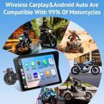 2025 Wonsidary W722 for Motorcycle CarPlay & Android Auto,7" Waterproof Smart GPS Navigation System Screen,Car Play Moto with Light Sensor,Dual Bluetooth,Siri/G-Assist,EQ,USB/Hardwired Power Supply