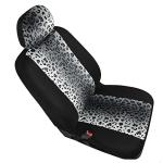 carXS Leopard Print Car Seat Covers Full Set, Includes Matching Seat Belt Pads and Steering Wheel Cover, Two-Tone Cheetah Print Gray Seat Covers for Cars for Women, Car Seat Protector Interior Covers