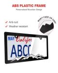 ZXFOOG Mountain License Plate Frames- Plastic Black Car Tag Holder Bracket with Screws Caps, 2 Packs 2 Hole, White on Black, Mountain Vinyl Sticker Included