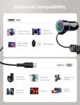 3.4A Car Phone Charger, FLYLEAD Dual USB Car Charger Adapter with 5FT Type C Coil Charging Cable, Cigarette Lighter USB C Fast Charge for 16/15 Pro Max Plus/Samsung Galaxy/Pixel/Android Phones