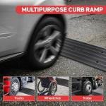 Pyle Car Vehicle Curbside Driveway Ramp - 4ft Heavy Duty Rubber Threshold Bridge Tracks Curb Ramps, 2 Pieces Set (for Car, Truck, Scooter, Bike, Motorcycle, Wheelchair Mobility), Black