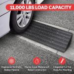 Pyle Car Vehicle Curbside Driveway Ramp - 4ft Heavy Duty Rubber Threshold Bridge Tracks Curb Ramps, 2 Pieces Set (for Car, Truck, Scooter, Bike, Motorcycle, Wheelchair Mobility), Black