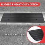 Pyle Car Vehicle Curbside Driveway Ramp - 4ft Heavy Duty Rubber Threshold Bridge Tracks Curb Ramps, 2 Pieces Set (for Car, Truck, Scooter, Bike, Motorcycle, Wheelchair Mobility), Black